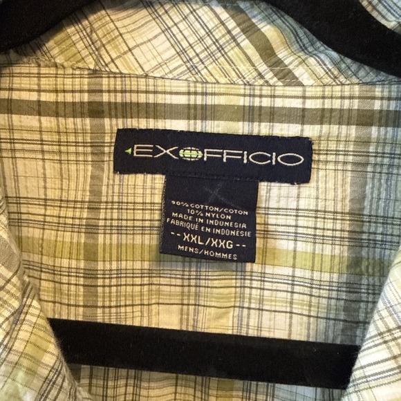 Exofficio Short Sleeve Zip Pocket Plaid Snap Button Shirt Men's  XXL Outdoor - Picture 3 of 10